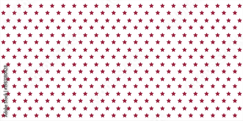 Seamless pattern of evenly spaced small red stars vector design on white background.