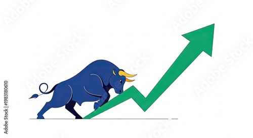 Bull market growth chart rising.