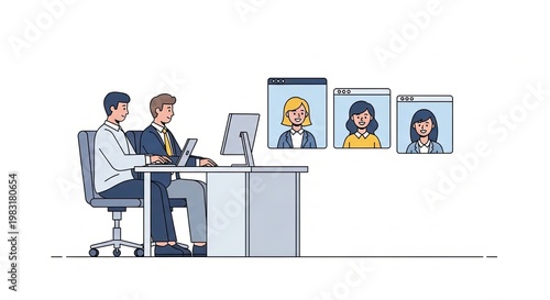 Business meeting with remote colleagues.