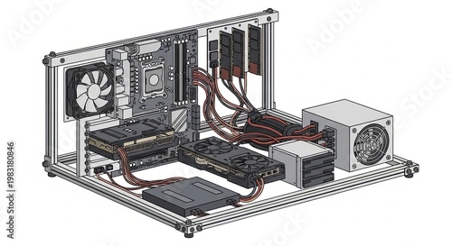 Computer hardware components inside.