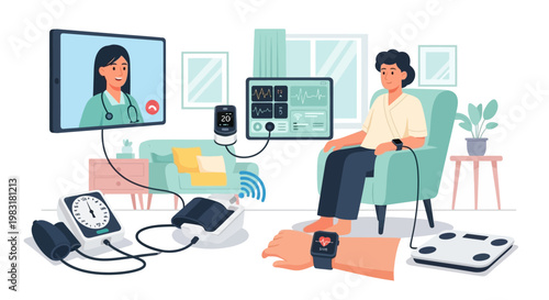 Remote patient monitoring using smart devices and telehealth for healthcare at home