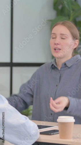 Angry Woman Fighting with African Man in Office, vertical video