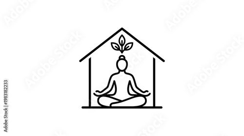Meditating Person Inside a House with Leaves