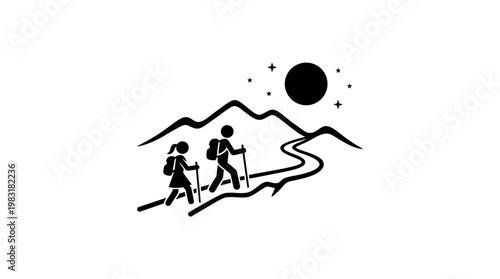 Hikers Adventure Silhouette Over Mountain Path