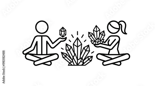 Meditating People Displaying Crystals