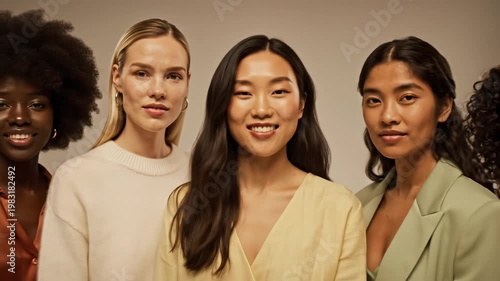 Wallpaper Mural Five women in colorful outfits posing for commercial backgrounds, digital design, and advertising Torontodigital.ca