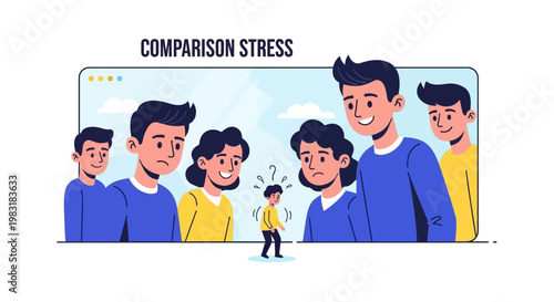 Navigating comparison stress a person feeling overwhelmed by others' perceived success and achievements