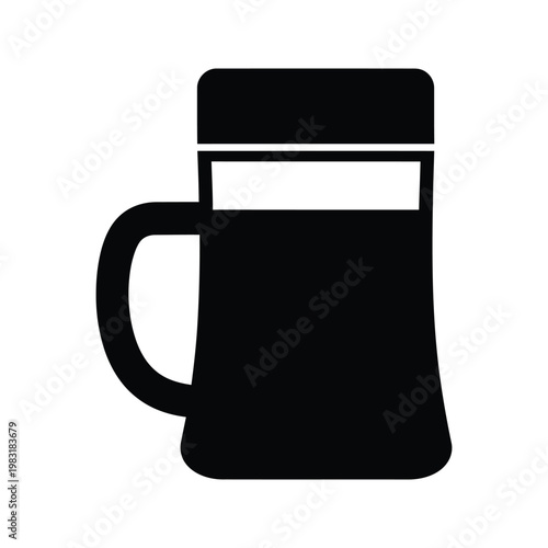 Beer mug silhouette black graphic illustration vector object.