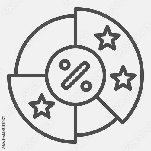 Pie chart line icon, democracy day concept. Vector graphics. Vote share ratio sign with outline style icon for mobile or web design.