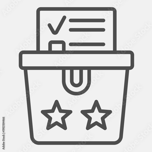 Voter paper in ballot box line icon, democracy day concept. Vector graphics. Elections sign with outline style icon for mobile or web design.