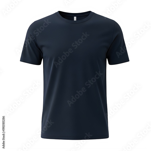 Navy blue short-sleeved v-neck t-shirt with minimalist design