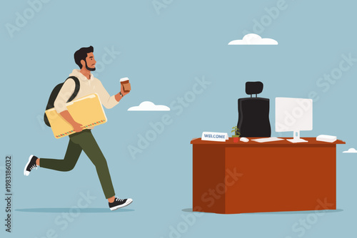 Man Running With Coffee