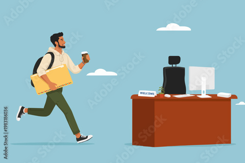 Man Running With Coffee