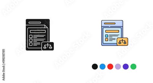 Legal Compliance Checklist Icon, Law Document