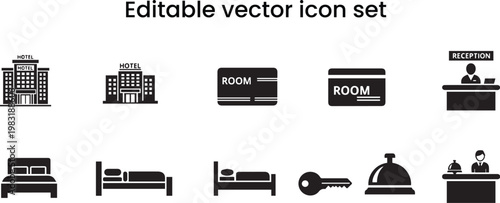 home , building bed room vector icon set 