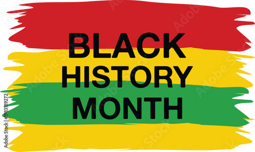 Black History Month Text on Pan African Brush Stroke Background Design