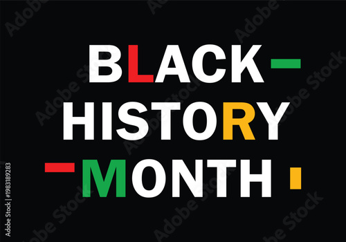 Black History Month Bold Typography with Pan African Color Accents on Black