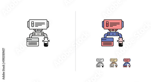 Automated laboratory analysis icon. Science robot