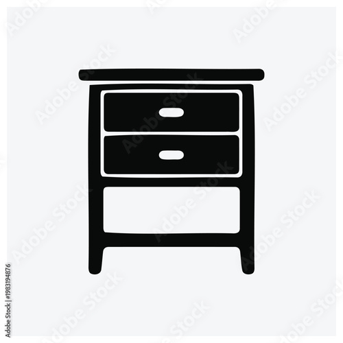 Nightstand silhouette illustration, drawer furniture, bedroom storage