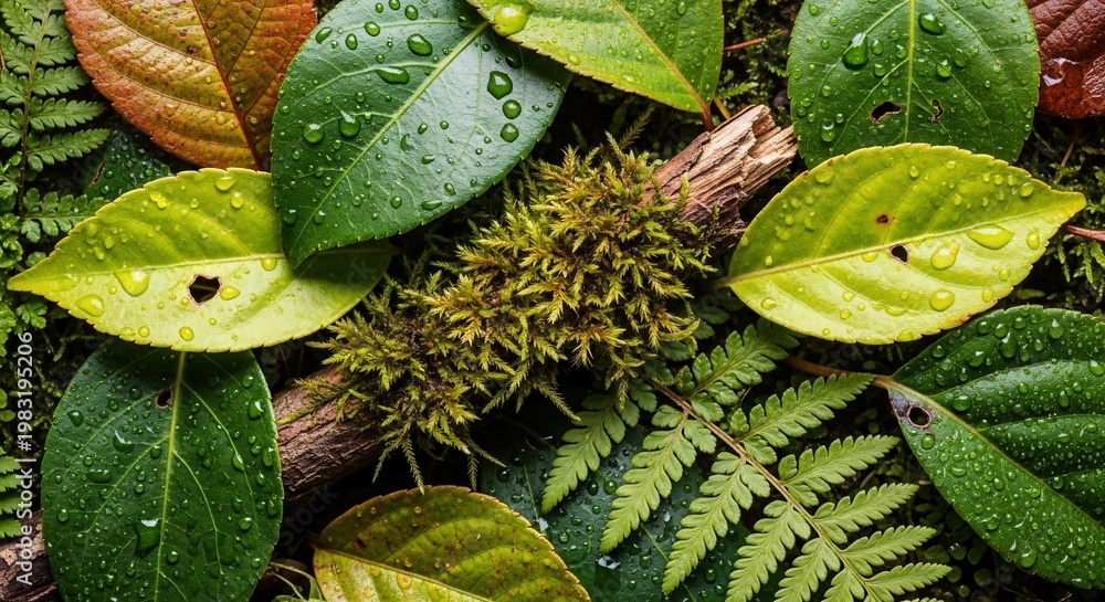 Naklejka premium Variety of green leaves background