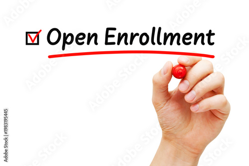 Open Enrollment Red Verification Check Mark Concept