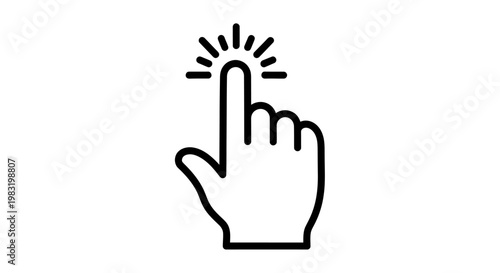 Minimal hand pointer tap icon representing click gesture and interaction.