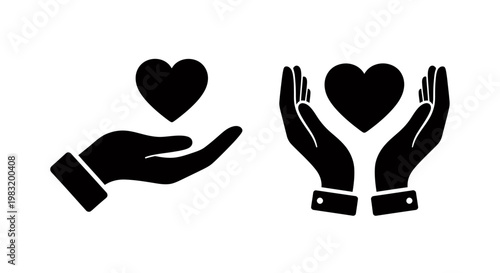 Two cupped and cradle-style hands offering a heart to symbolize charity, care, and humanitarian support.