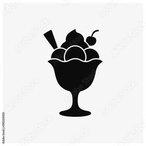 Ice cream sundae silhouette in a glass bowl