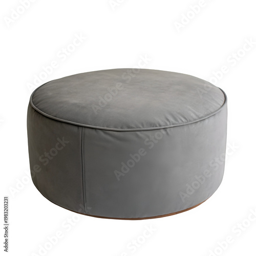 Gray round ottoman isolated on transparent background