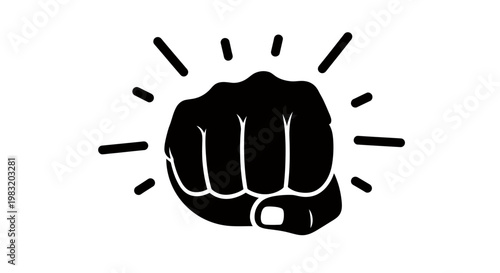 Bold black fist graphic symbol of strength, solidarity, and empowerment for social movements.