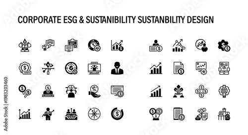 Corporate ESG and Sustainability Design Icon Set