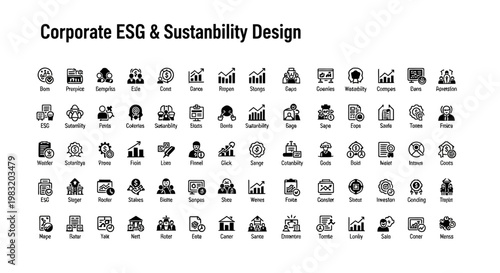 Corporate ESG and Sustainability Design Icons Set