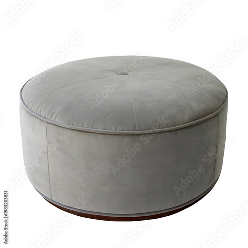 Gray round ottoman isolated on transparent background