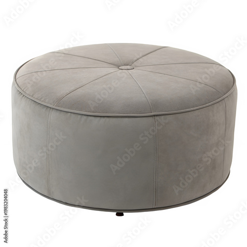 Gray round ottoman isolated on transparent background