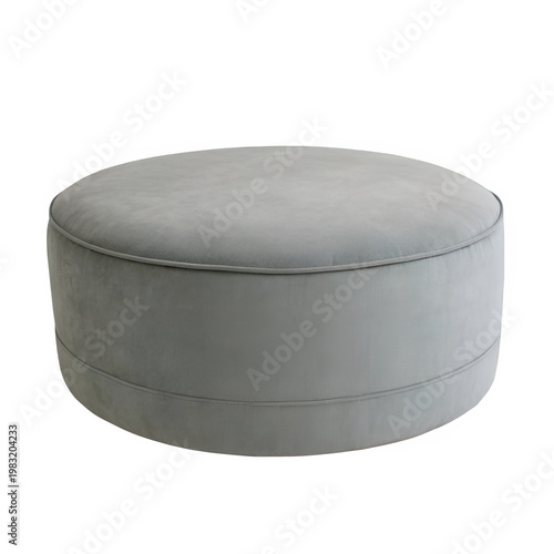 Gray round ottoman isolated on transparent background