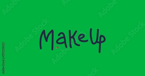 Digital animation of makeup text banner against black background