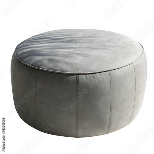Gray round ottoman isolated on transparent background