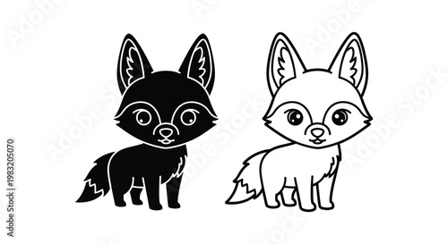 Adorable Cartoon Fox Characters Design Vector