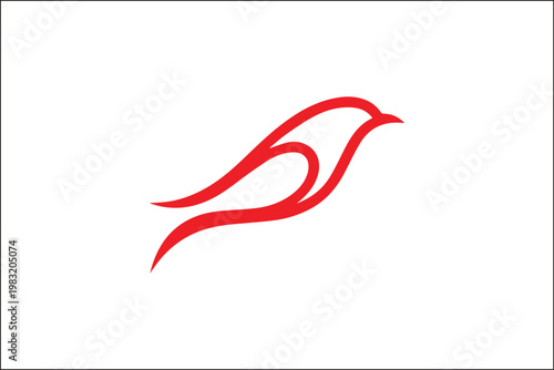 Minimalist red bird swoosh logo for modern travel agency and creative communication brand