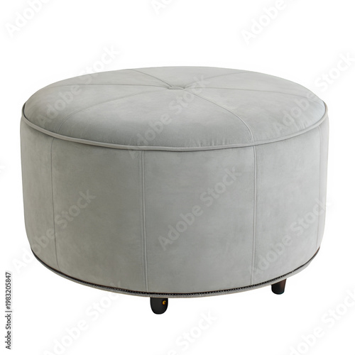 Gray round ottoman isolated on transparent background