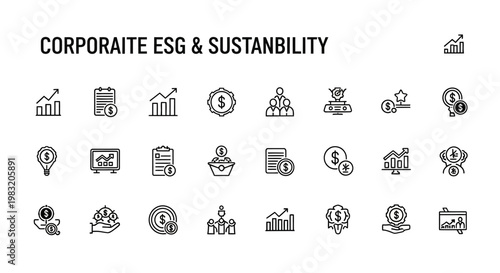 Corporate ESG and Sustainability Icons Set
