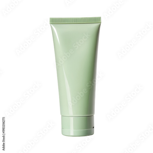 Light green matte cosmetic tube packing isolated on transparent background