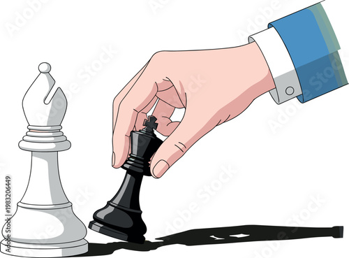 Hand Moving Chess Pieces for Strategy, Board Games, and Intellectual Pursuits Themed Designs