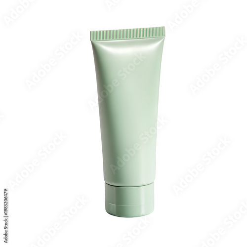 Light green matte cosmetic tube packing isolated on transparent background