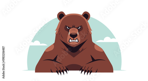 Fierce Grizzly Bear with Angry Expression and Sharp Claws.