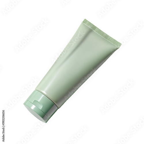 Light green matte cosmetic tube packing isolated on transparent background
