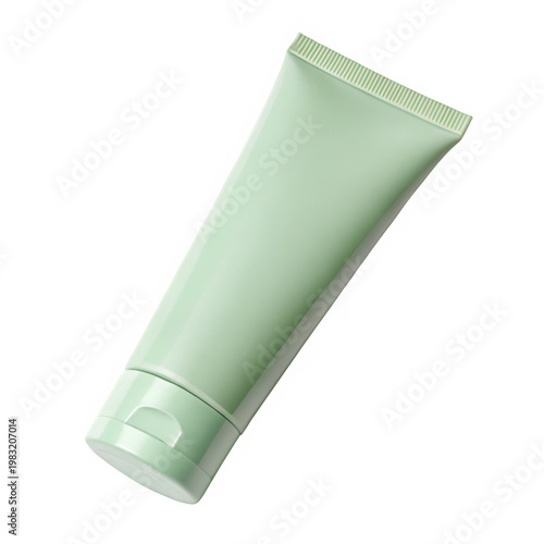 Light green matte cosmetic tube packing isolated on transparent background