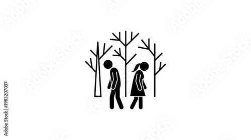 Couple Walking Away In Forest