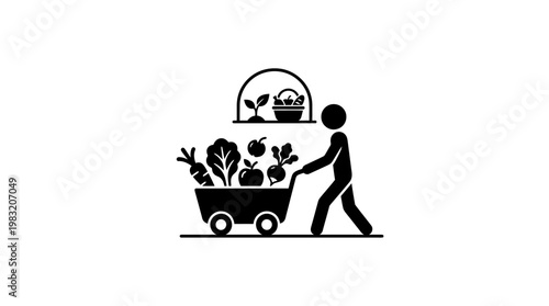 Grocery Shopping Icon with Fresh Produce