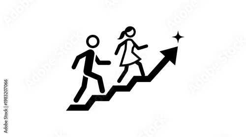 People Climbing Stairs Towards Success Concept